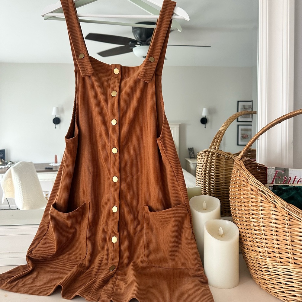Brown Corduroy Button-Down Dress